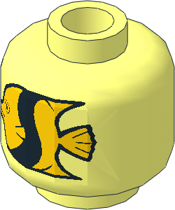 Minifig Head with Yellow and Black Fish Pattern