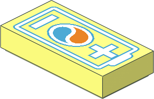 Tile  1 x  2 with White Battery and Octan Logo Pattern