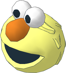 Minifig Head Sesame Street Elmo with White Eyes, Orange Nose and Black Mouth Pattern