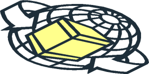 ~Globe, Box and Curved Arrows Logo - Outlines and Box