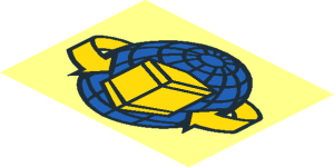 ~Blue Globe, Yellow Box and Curved Arrows