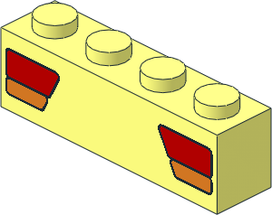 Brick 1 x 4 with Red and Orange Car Taillights Pattern