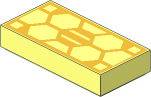 Tile  1 x  2 with Gold Hexagonal Solar Panel Pattern