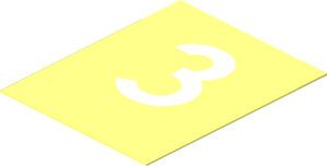 Sticker  1.6 x 1.3  with White "3"