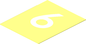 Sticker 1.6 x 1.3 with White "6"