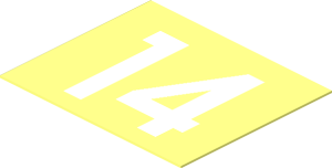 Sticker 1.0 x 1.2 with White "14"