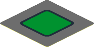 Sticker  1.8 x  1.8 with Green Rounded Square with Black Outline on Dark Bluish Grey Background