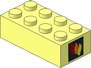 Brick 2 x 4 with Fire Logo Sticker on Both Ends Brick 2 x 4 with Fire Logo Sticker on Both Ends