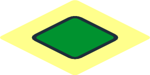 ~Sticker  1.8 x  1.8 with Green Rounded Square with Black Outline - Top Surface