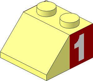 Slope Brick 45  2 x  2 with Number "1" Sticker on Both Sides