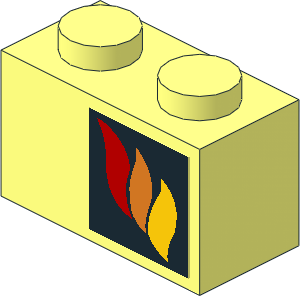 Brick 1 x 2 with Fire Logo Right Sticker Brick 1 x 2 with Fire Logo Right Sticker