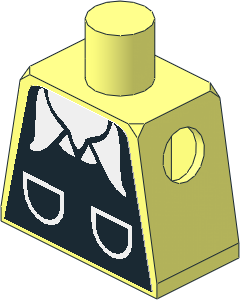 Minifig Torso with Town Vest with Pockets and White Shirt Collar Sticker