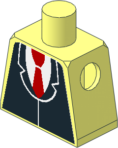 Minifig Torso with Black Suit without Buttons and Red Tie Sticker