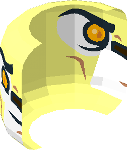 ~Minifig Head with Bright Light Orange Eyes, Dark Brown Nose, White Face and Closed/Open Mouth 2-Sided Pattern - Half