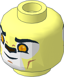 Minifig Head with Bright Light Orange Eyes, Dark Brown Nose, White Face and Closed/Open Mouth 2-Sided Pattern