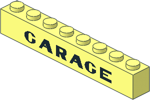 Brick  1 x  8 with Black "GARAGE" Pattern