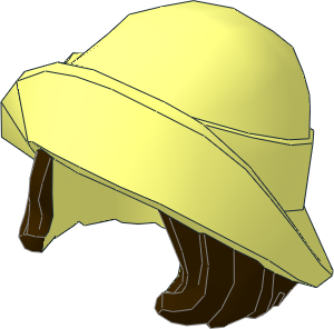 Minifig Hat with Folder Brim and Dark Brown Bob Cut Hair Pattern