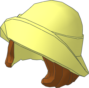 Minifig Hat with Folder Brim and Dark Orange Bob Cut Hair Pattern