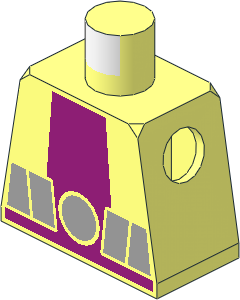 Minifig Torso with Magenta Vertical Stripe and Light Bluish Grey Belt Pattern