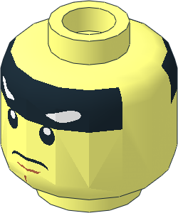 Minifig Head with Black Headband and Closed/Open Mouth 2-Sided Pattern