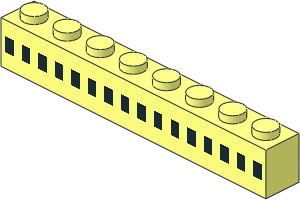 Brick  1 x  8 with 16 Black Squares Pattern