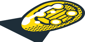 ~Sticker  0.8 x  1.8 with Yellow Headlamp and Red Stripe on Black Background Right - Headlamp