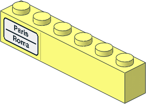 Brick 1 x 6 with "Paris - Roma" Left Sticker Brick 1 x 6 with "Paris - Roma" Left Sticker