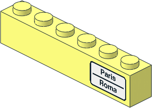 Brick 1 x 6 with "Paris - Roma" Right Sticker Brick 1 x 6 with "Paris - Roma" Right Sticker