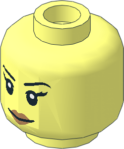 Minifig Head with Female Eyebrows, Eyelashed, Medium Nougat Lips and Grin/Bared Teeth with Red Eyes 2-Sided Pattern