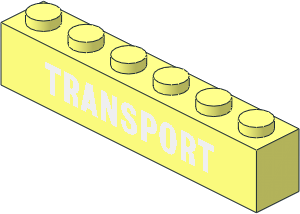 Brick  1 x  6 with White "TRANSPORT" Pattern