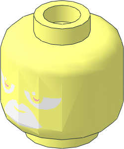 Minifig Head with White Mouth Area and Neutral White Eyes/Red Angry Eyes 2-Sided Pattern