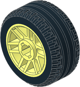 Wheel Rim 10 x 14 with Fake Bolts and  6 Spokes with Tyre 10/ 32 x 14