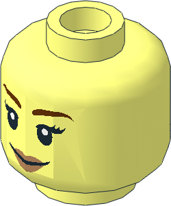 Minifig Head with Reddish Brown Eyebrows, Eyelashes and Smile/Annoyed 2-Sided Pattern