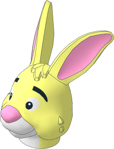 Minifig Head Winnie The Pooh Rabbit with Bright Pink Auricles and Nose and White Muzzle Pattern