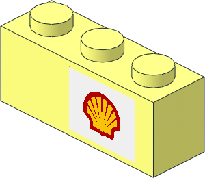 Brick 1 x 3 with Shell Logo 1971 Right Sticker Brick 1 x 3 with Shell Logo 1971 Right Sticker