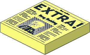 Tile  2 x  2 with Newspaper 'EXTRA!' and Policeman Pattern