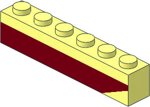 Brick  1 x  6 with Dark Red Bottom Stripe Inverted Slope at Right End Pattern