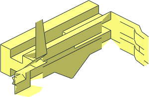 ~Technic Wheel Holder  9 x  3 -  2 x  2 Section with Guard Rails - Mirrored Geometry