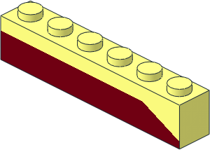 Brick  1 x  6 with Dark Red Bottom Stripe Slope at Right End Pattern