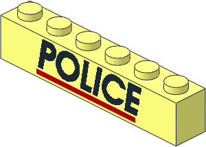 Brick  1 x  6 with Black "POLICE" and Red Line Pattern