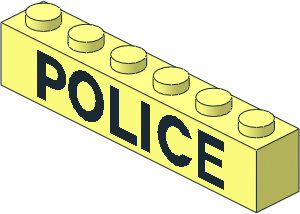 Brick  1 x  6 with Thin Black "POLICE" Pattern