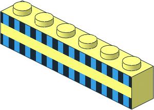 Brick  1 x  6 with Light Blue and Black Squares Pattern