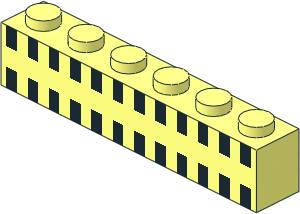 Brick  1 x  6 with 24 Black Squares Pattern