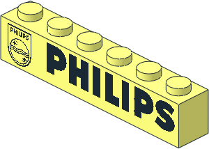 Brick  1 x  6 with Black Philips Pattern