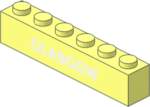 Brick  1 x  6 with White "GLASGOW" Pattern