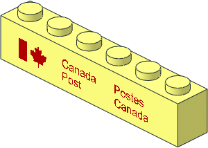 Brick  1 x  6 with Canada Post Logo Pattern