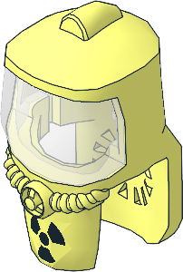 Minifig Helmet Hazmat Suit with Trans Clear Visor and Black Radioactivity Warning Pattern