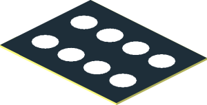 =Sticker  0.7 x  0.9 with Eight White Dots on Black Background