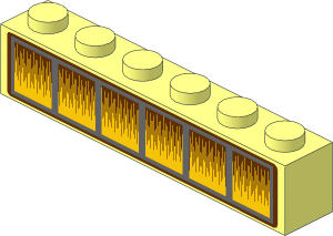 Brick  1 x  6 with  6 Yellow Windows Sticker