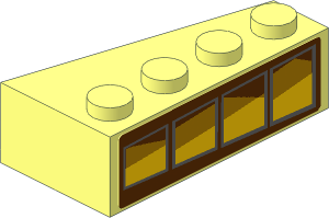 Wedge  4 x  2 Left with 4 Yellow Windows, Left Perspective Sticker